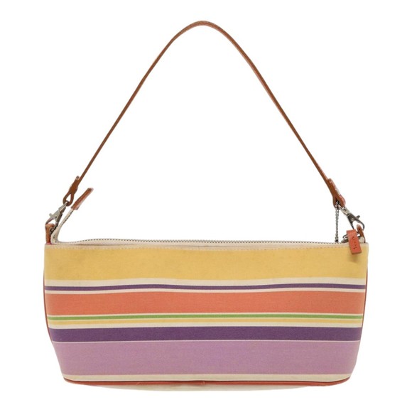 BURBERRY Nova Check Blue Label Hand Bag Canvas Orange Purple Auth ti1989 - Picture 2 of 16